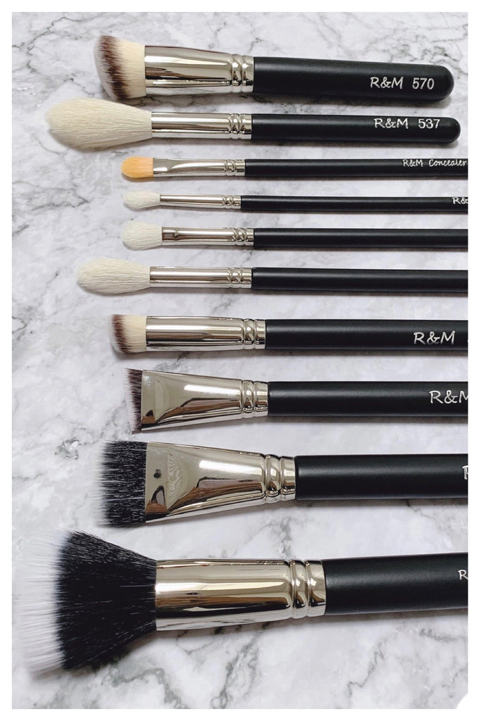 10pc Essential Makeup Brush Set - Mehliza Beauty London